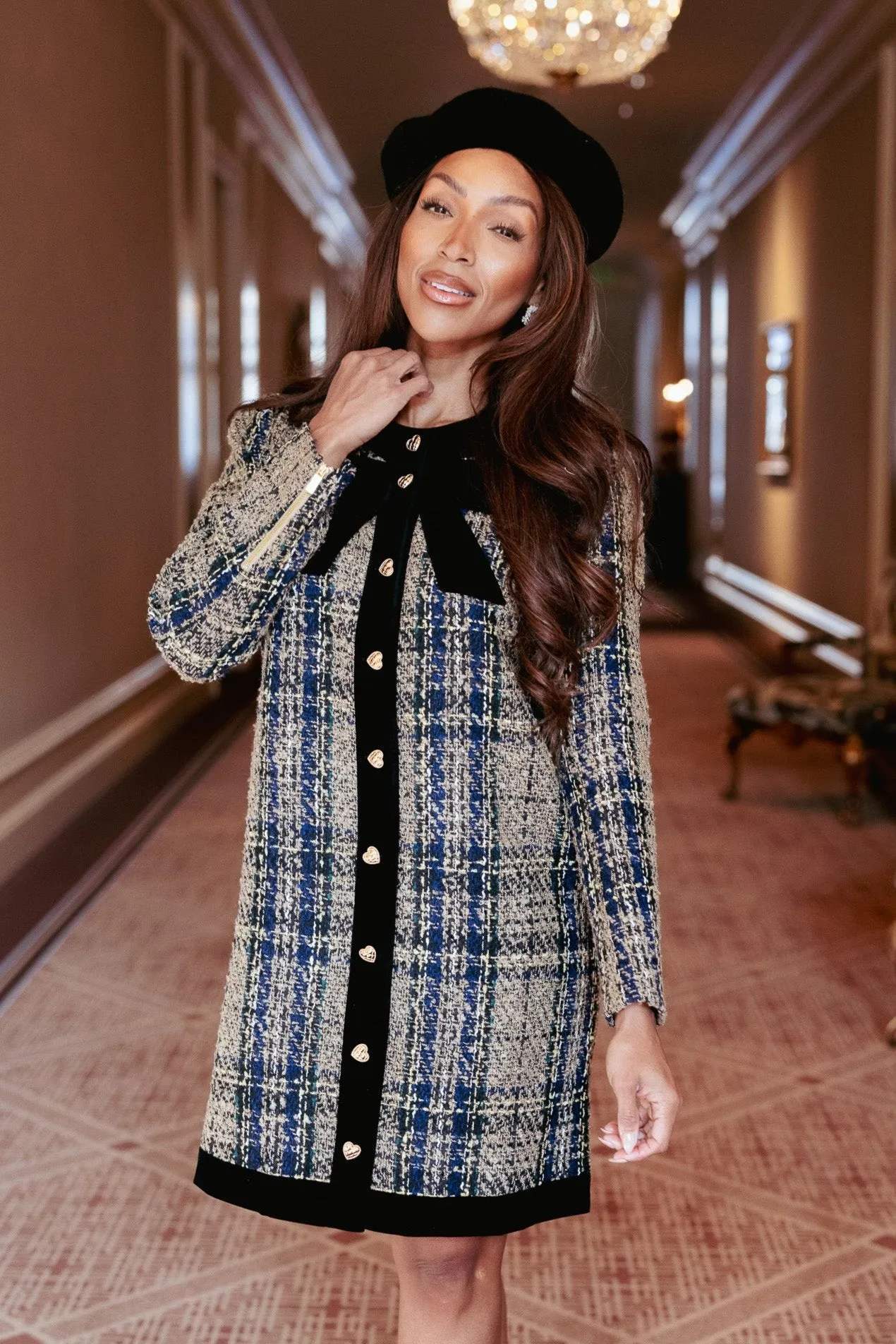 Reagan Dress in Tan Tweed - FINAL SALE
