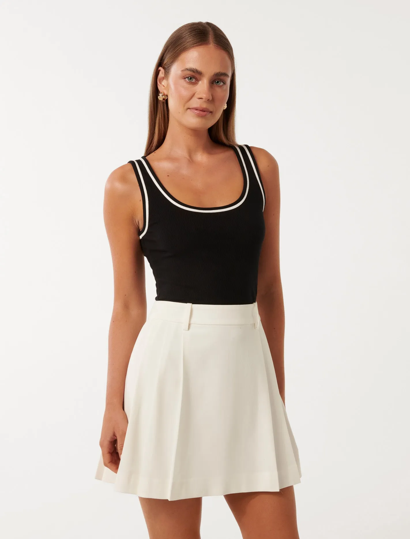 Rita Tipped Scoop Tank Top