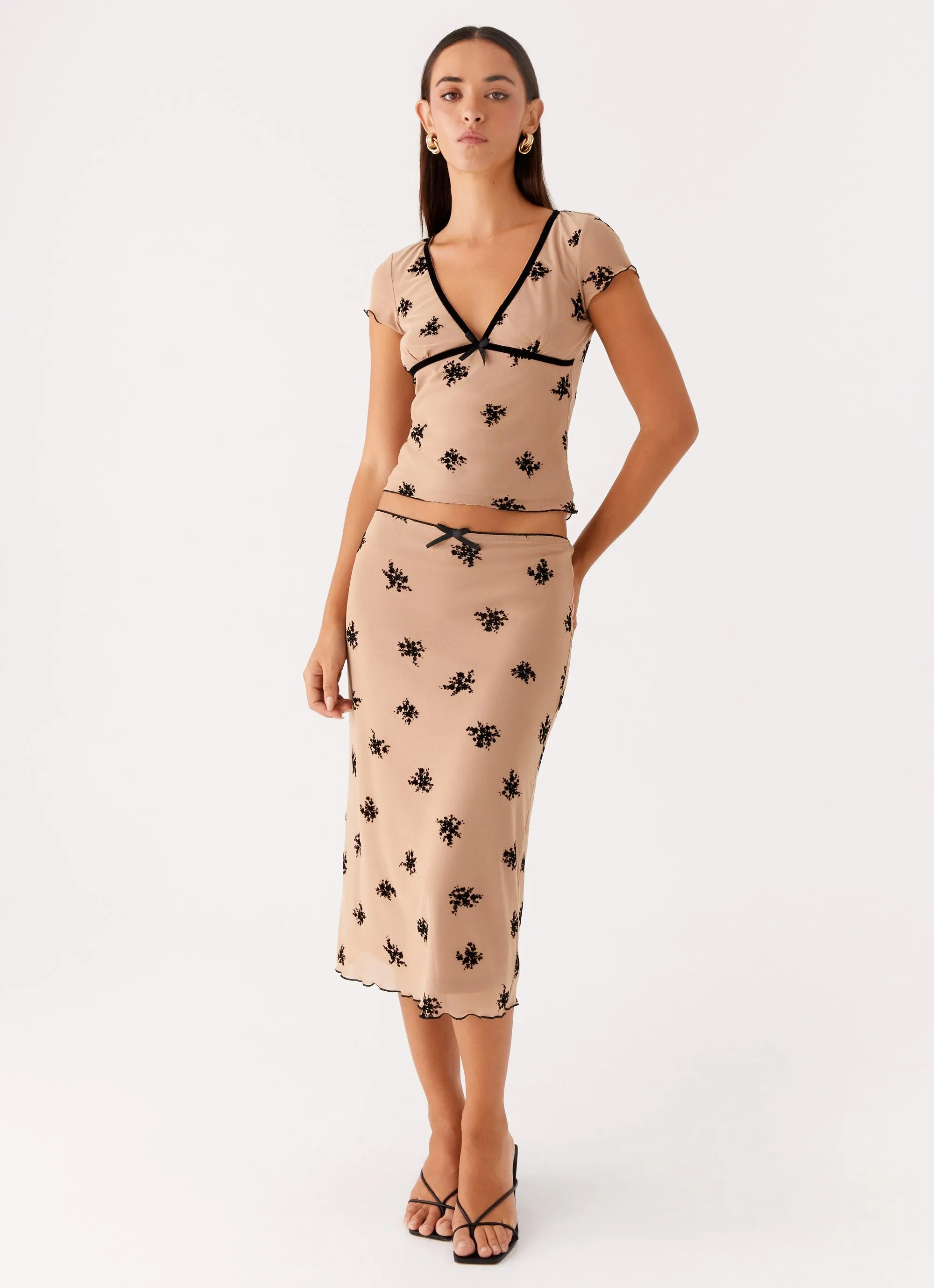 Rocca Midi Skirt - Nude