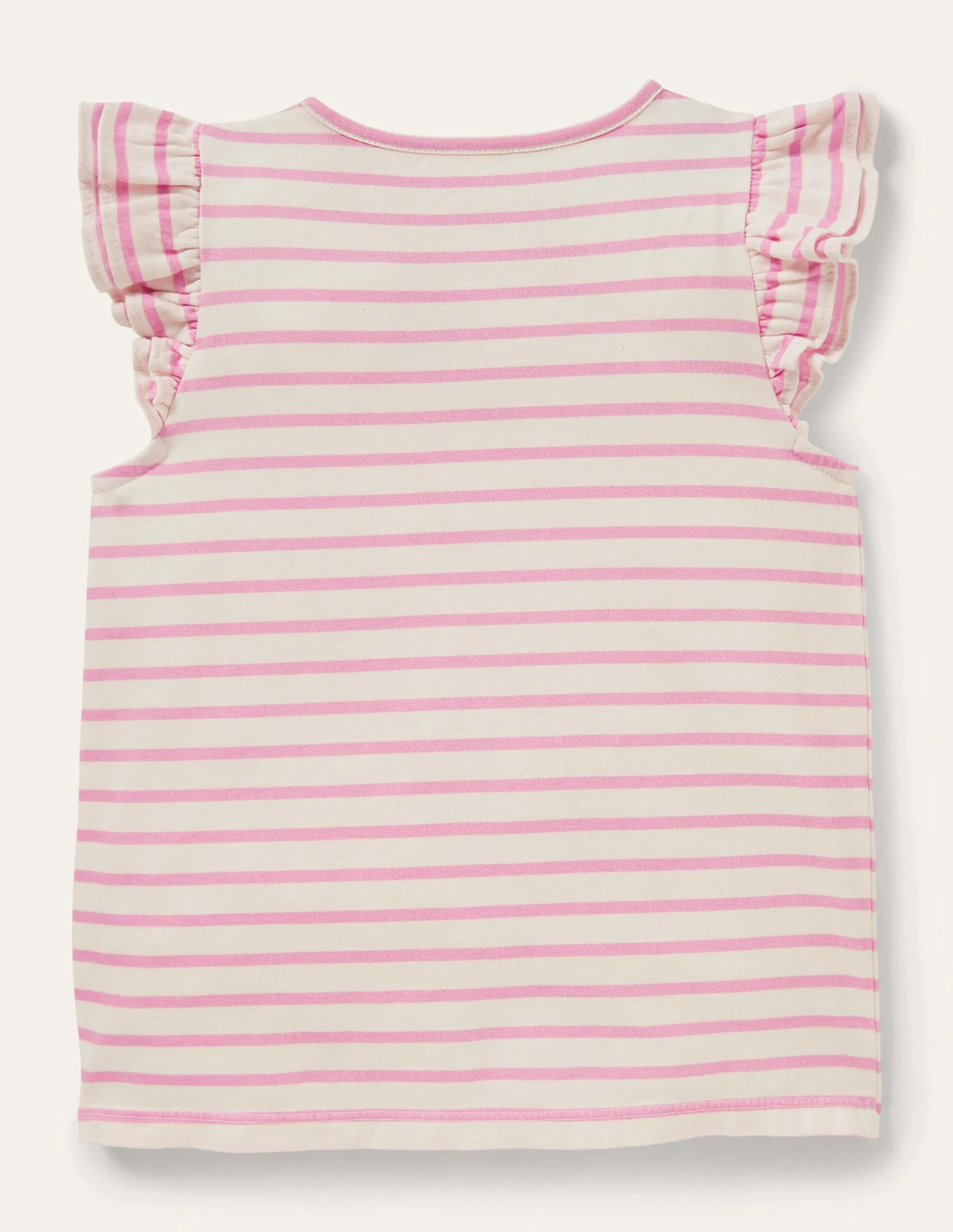 Ruffle Interest logo T-shirt-Ivory / Rosebay Floral