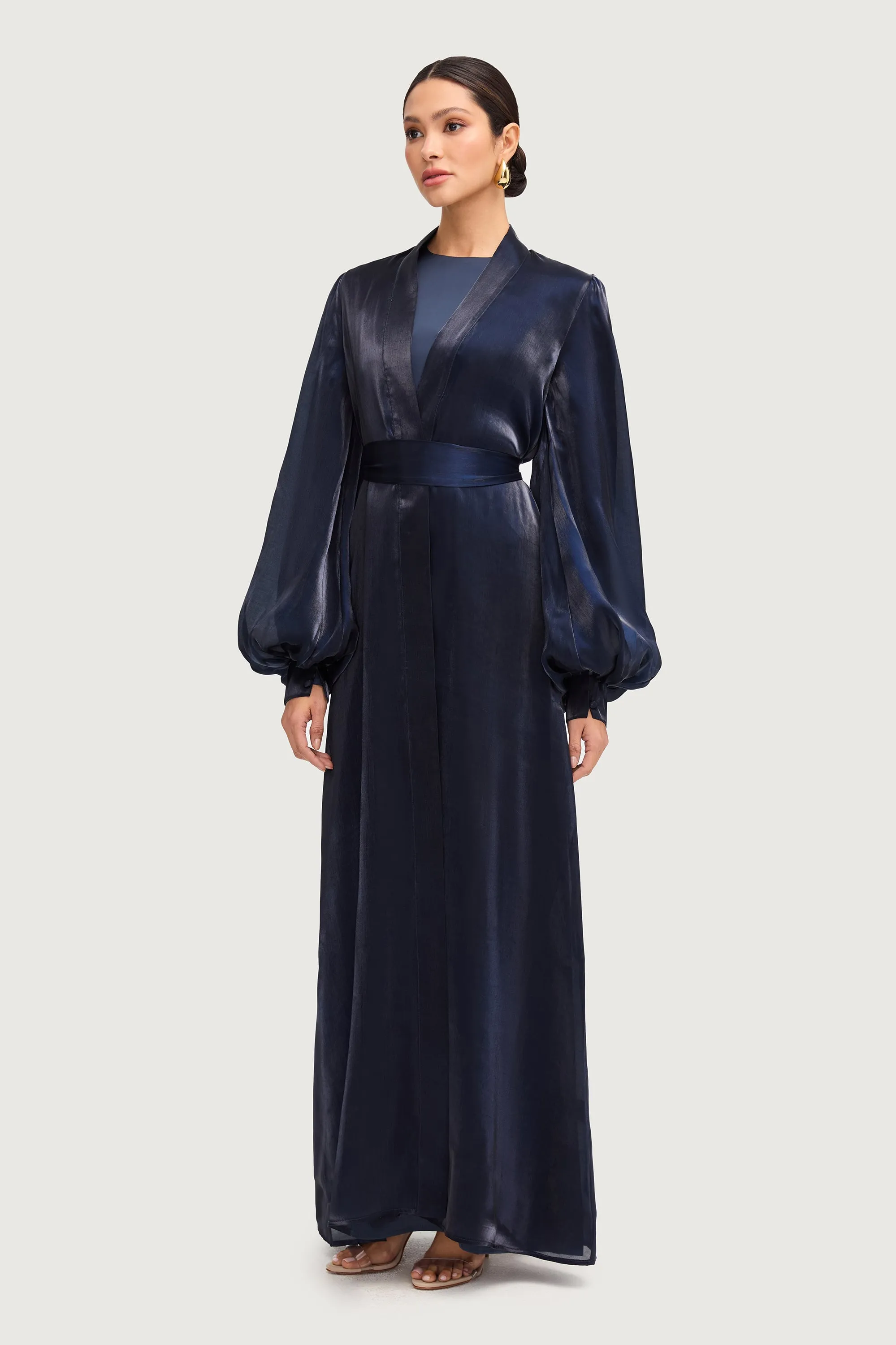 Safaa Two Piece Dress & Abaya Set - Twilight