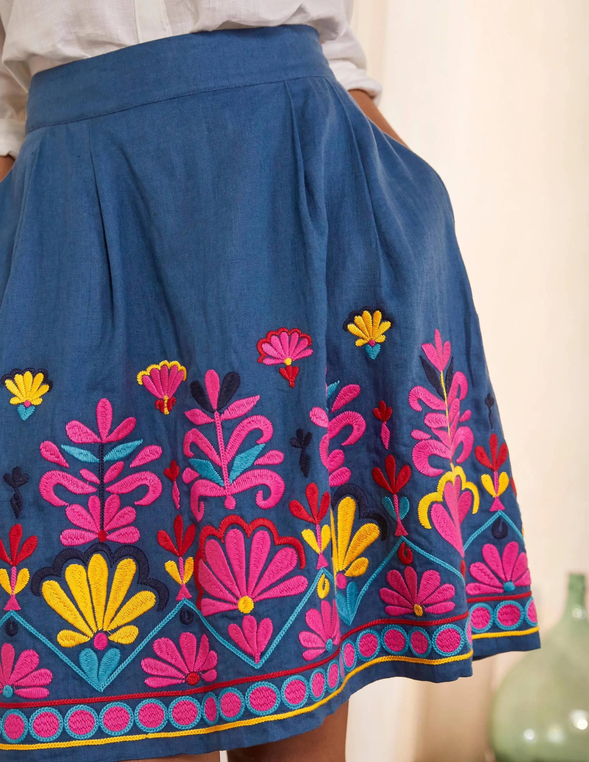 Sasha Embroidered Skirt-Aircraft