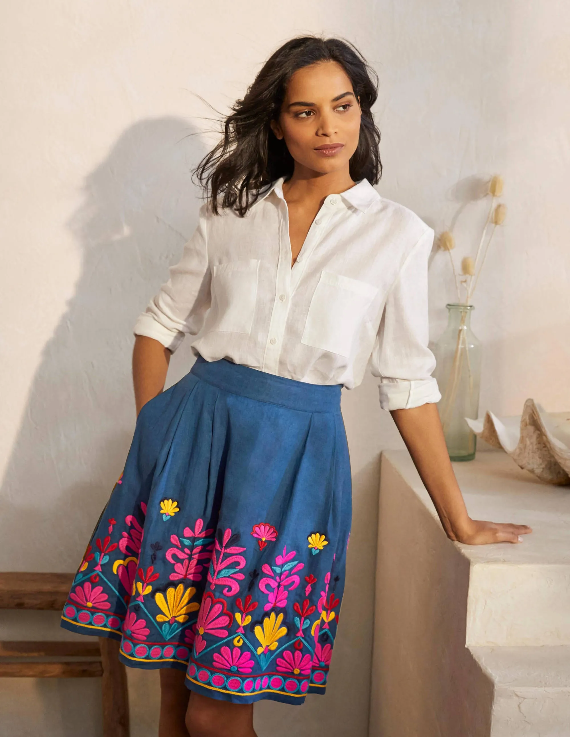 Sasha Embroidered Skirt-Aircraft