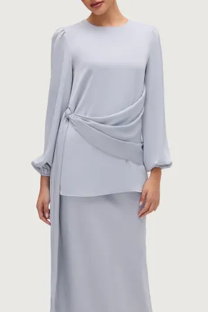 Satin Side Tie Top - Powder Blue