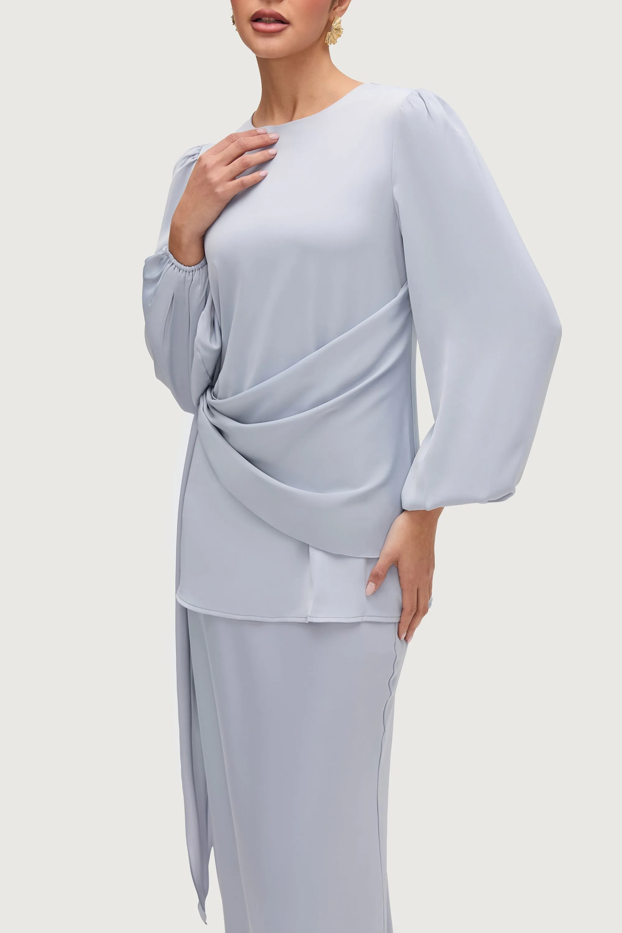 Satin Side Tie Top - Powder Blue