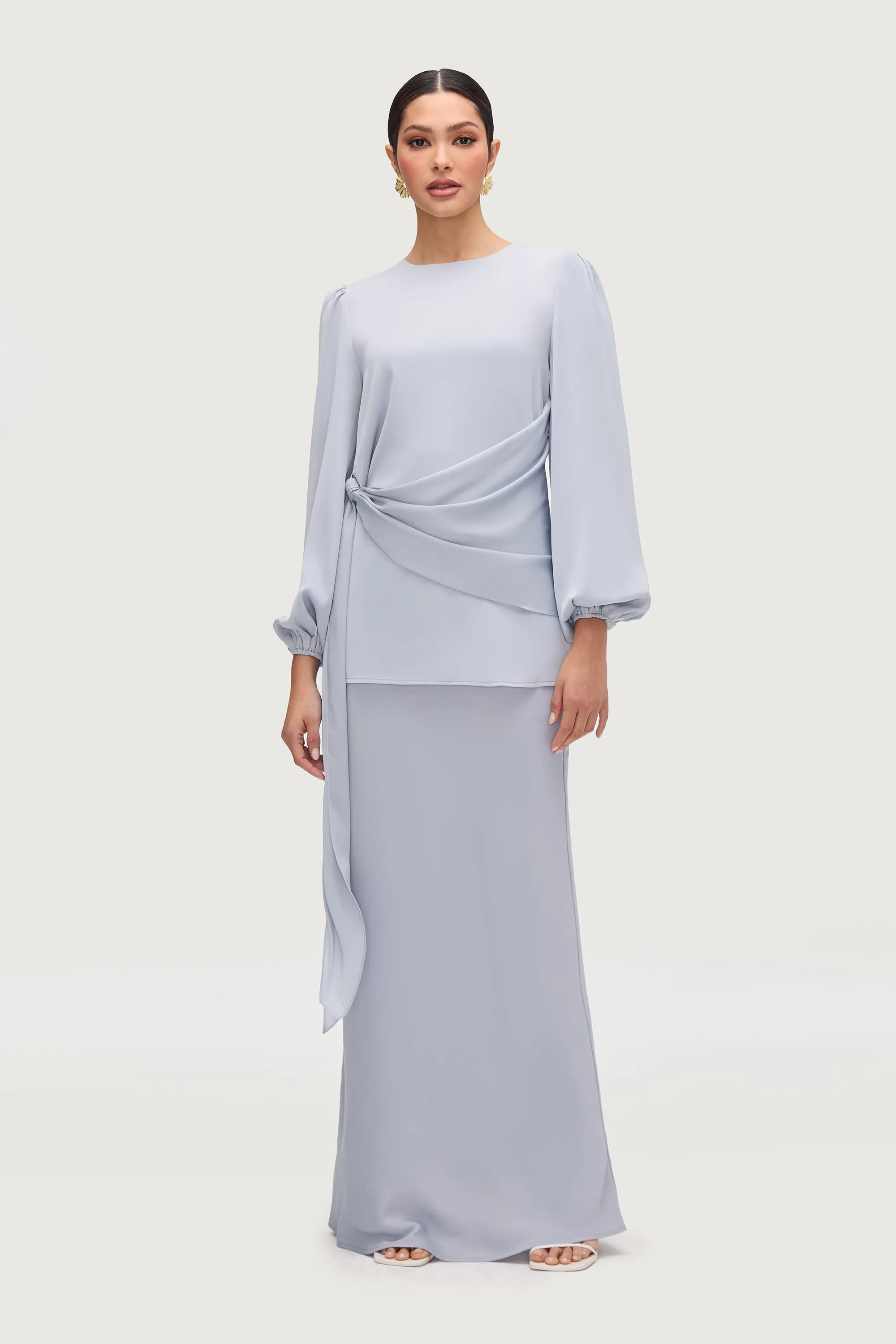 Satin Side Tie Top - Powder Blue