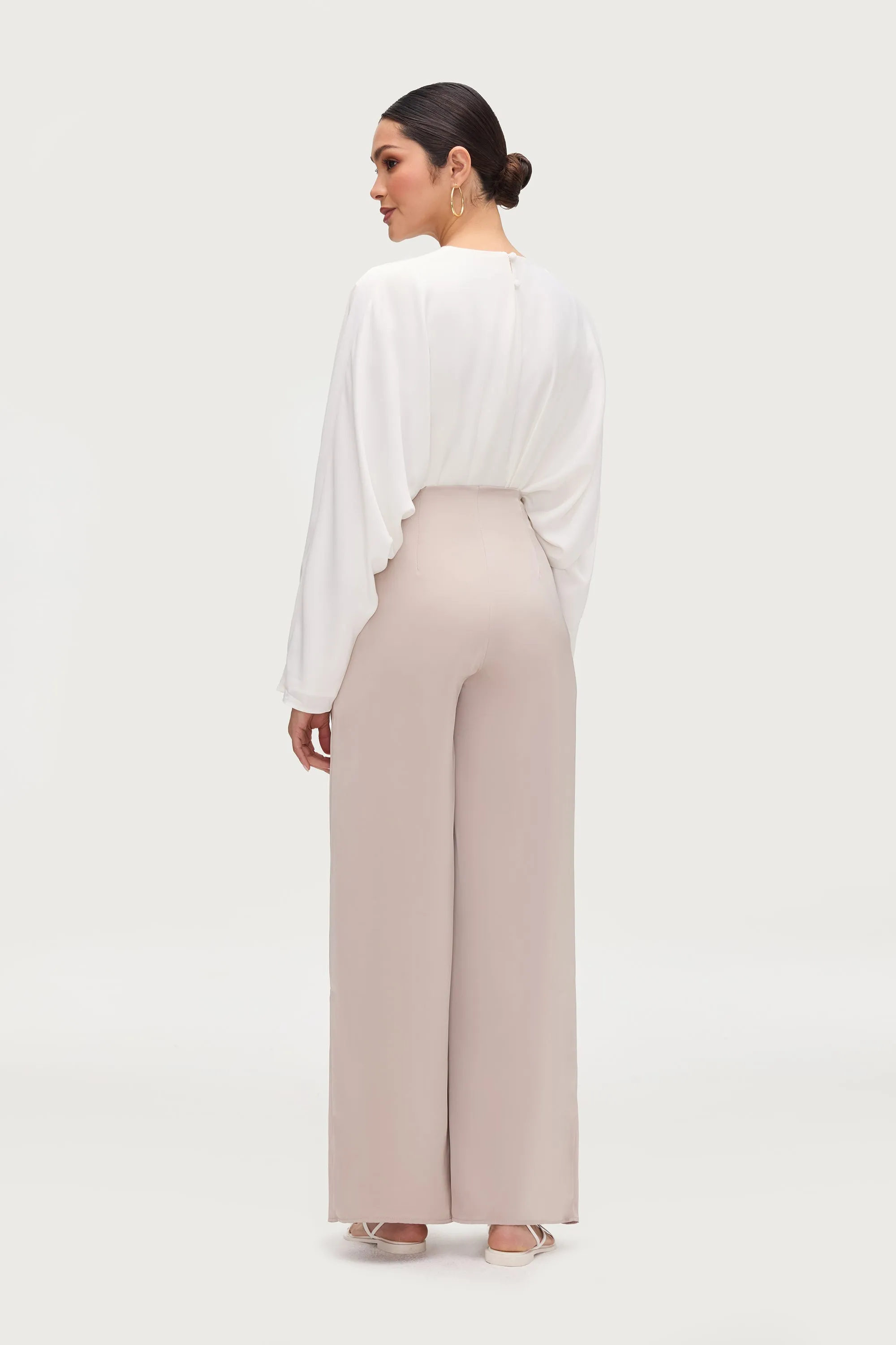 Satin Wide Leg Pants - Cloud
