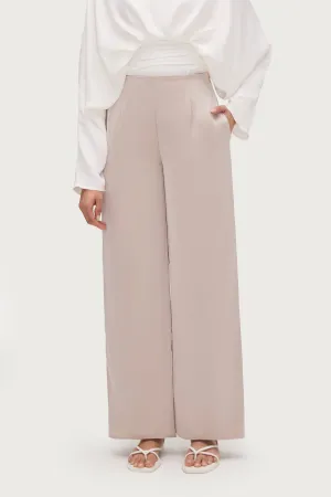 Satin Wide Leg Pants - Cloud
