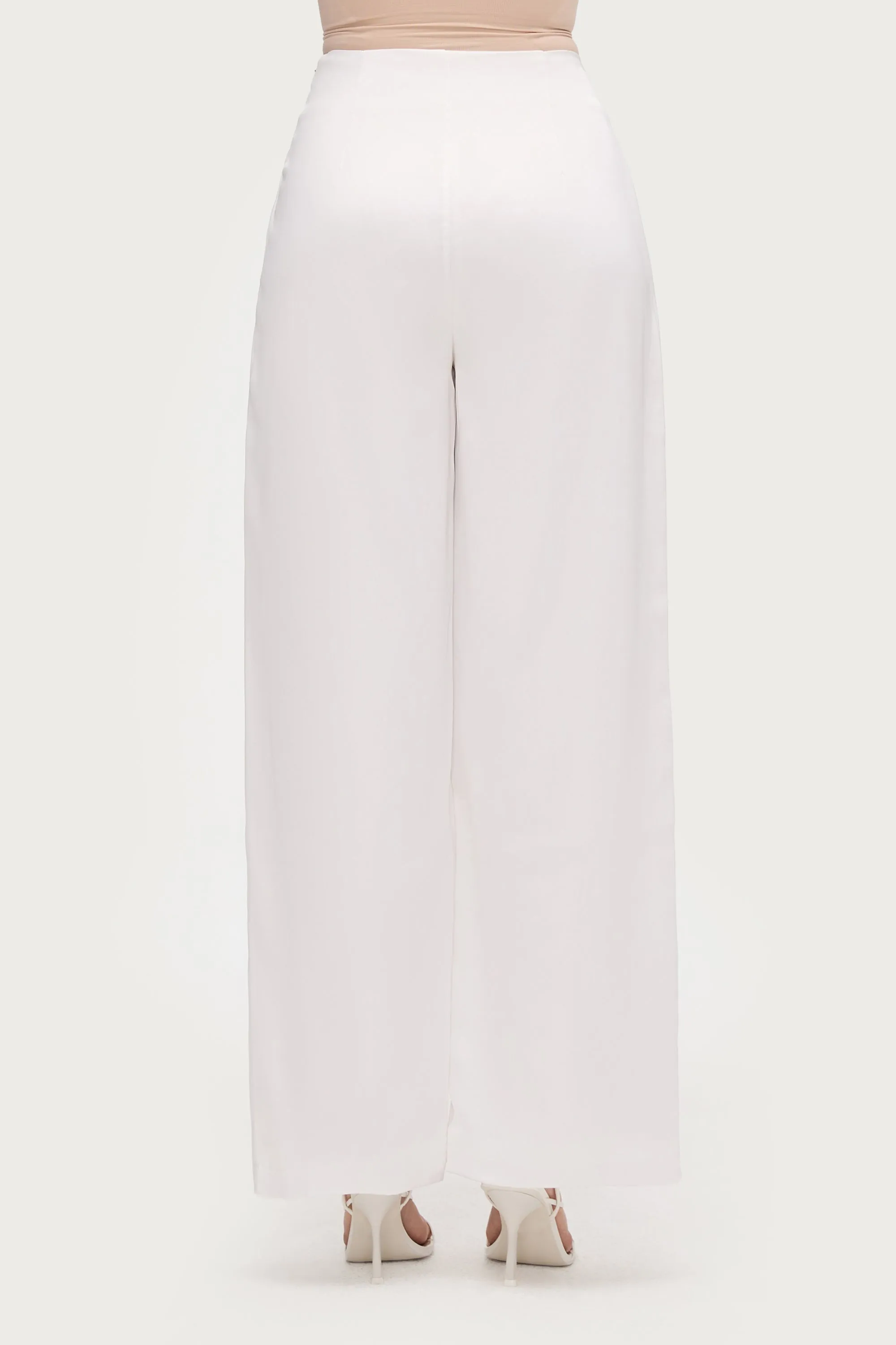 Satin Wide Leg Pants - White
