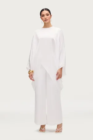 Satin Wide Leg Pants - White