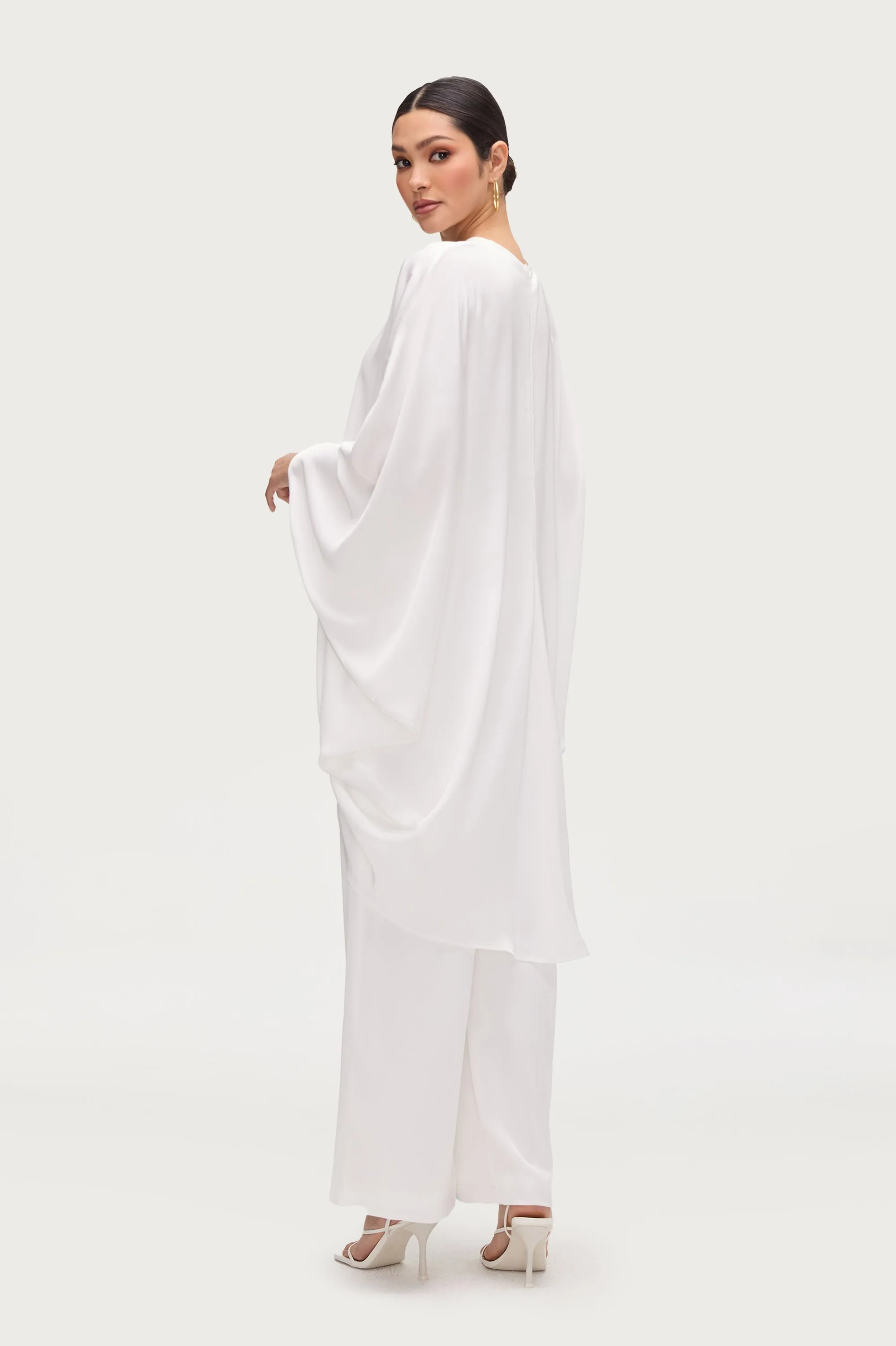 Satin Wide Leg Pants - White