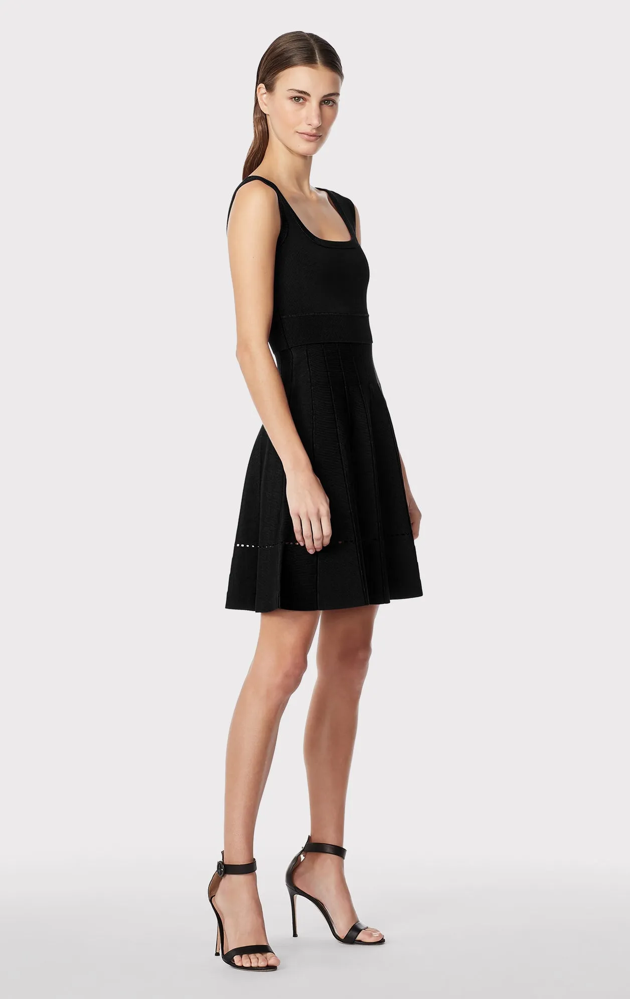 SCOOP NECK FIT AND FLARE MINI DRESS