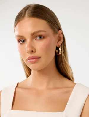 Signature Lila Large Curve Hoop Earrings