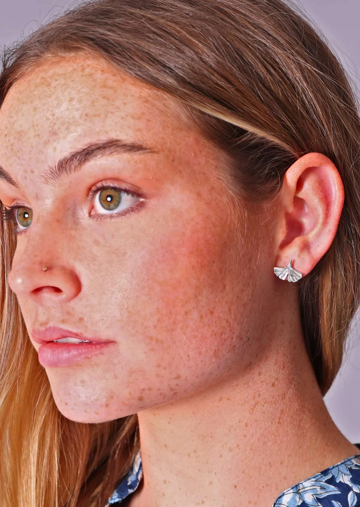 Silver Ginkgo Studs