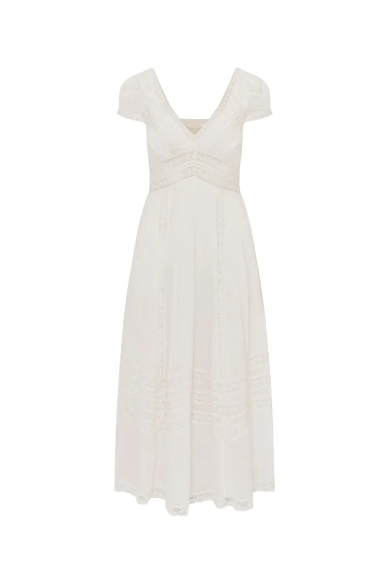 Suvi Cotton Midi Dress - WHITE