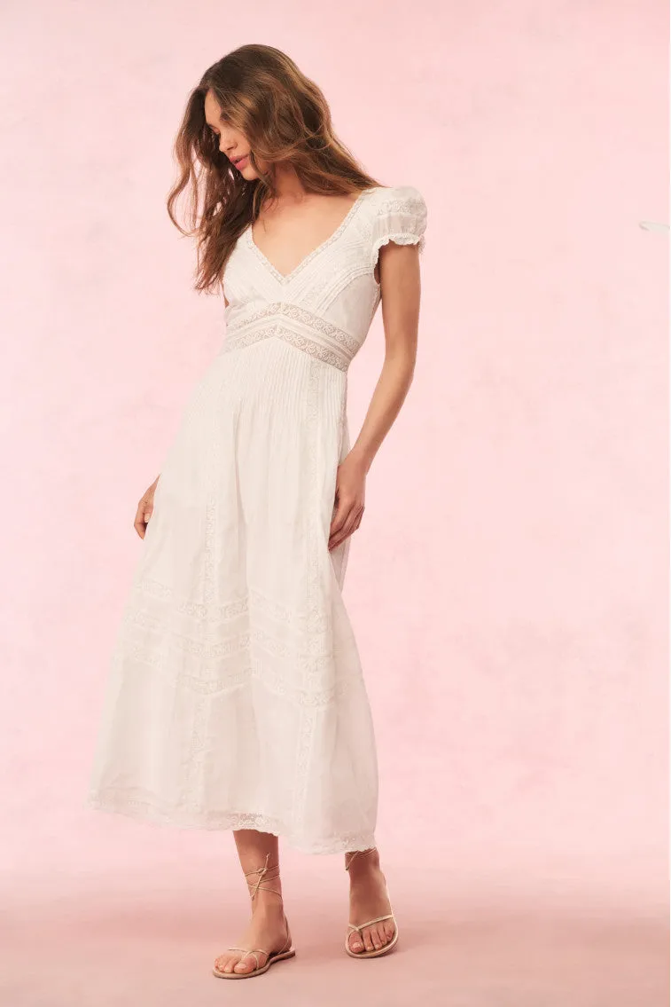 Suvi Cotton Midi Dress - WHITE
