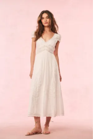 Suvi Cotton Midi Dress - WHITE