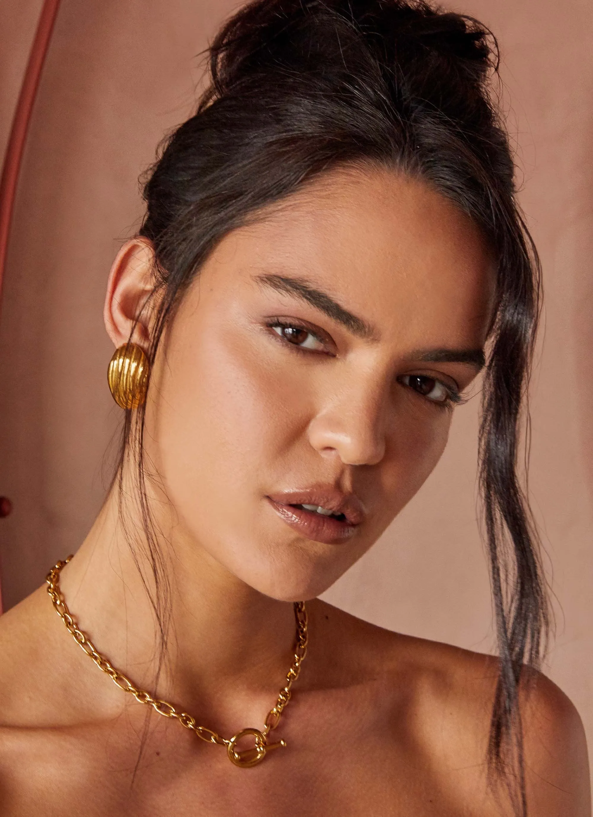 Tally Chain T-Bar Necklace - Gold
