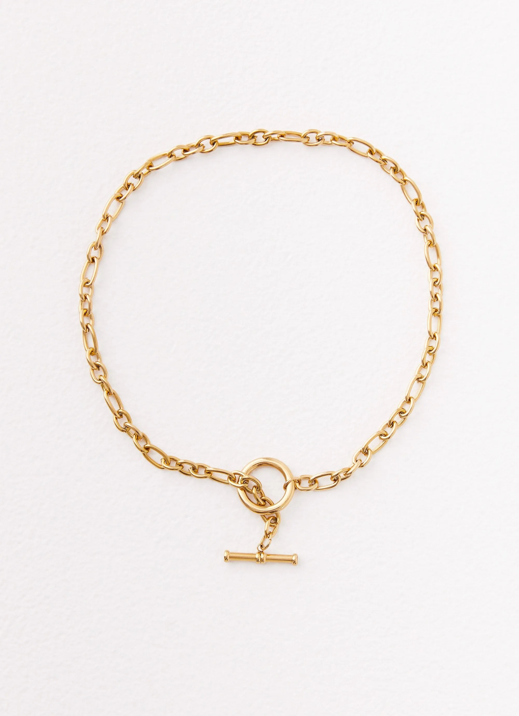 Tally Chain T-Bar Necklace - Gold