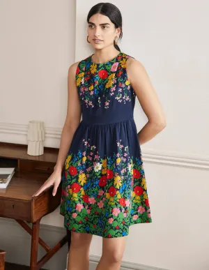 Tara Fit-and-Flare Dress-Navy. Botanical Terrace