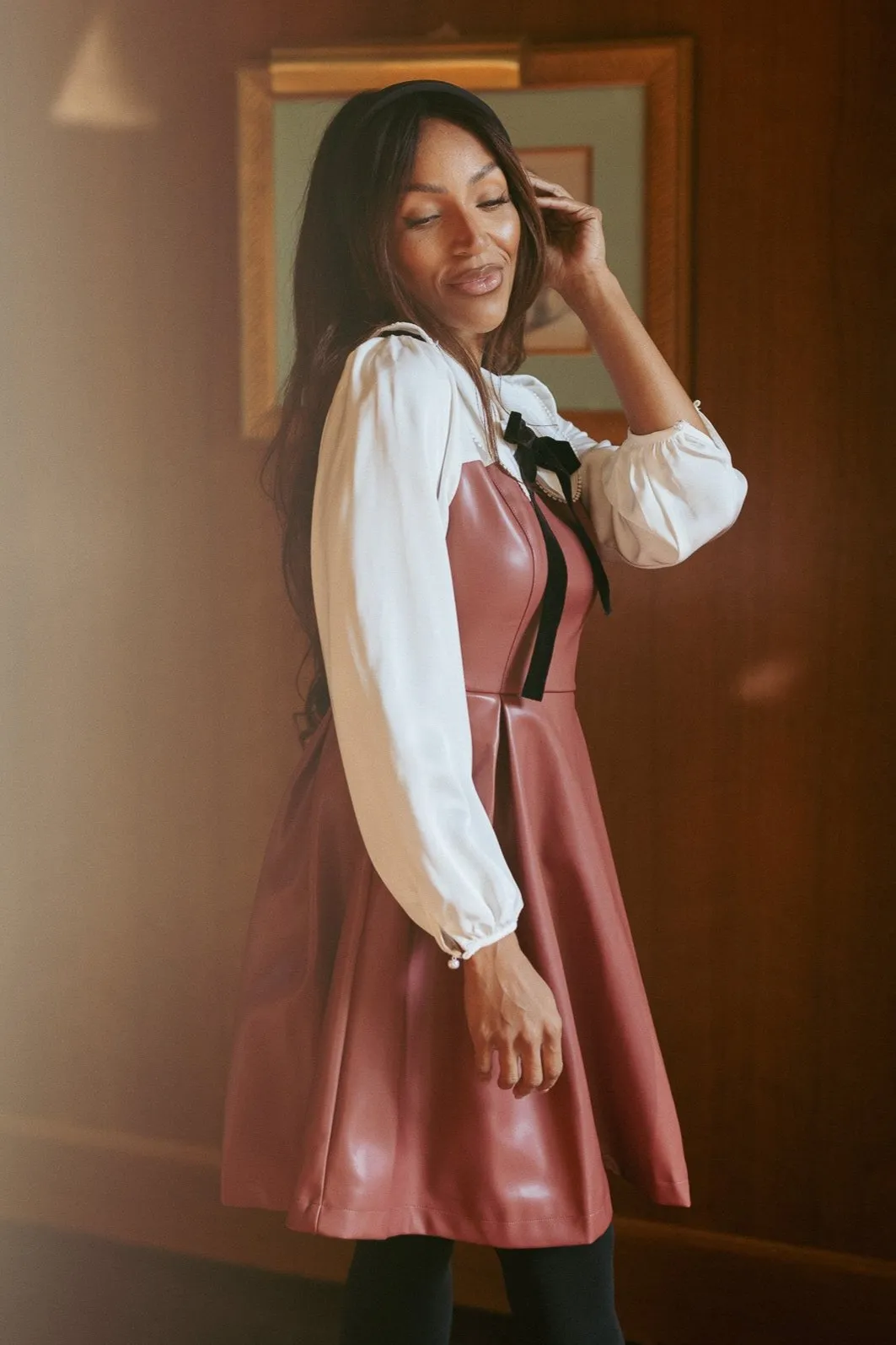 Tawny Dress in Pink Vegan Leather - FINAL SALE