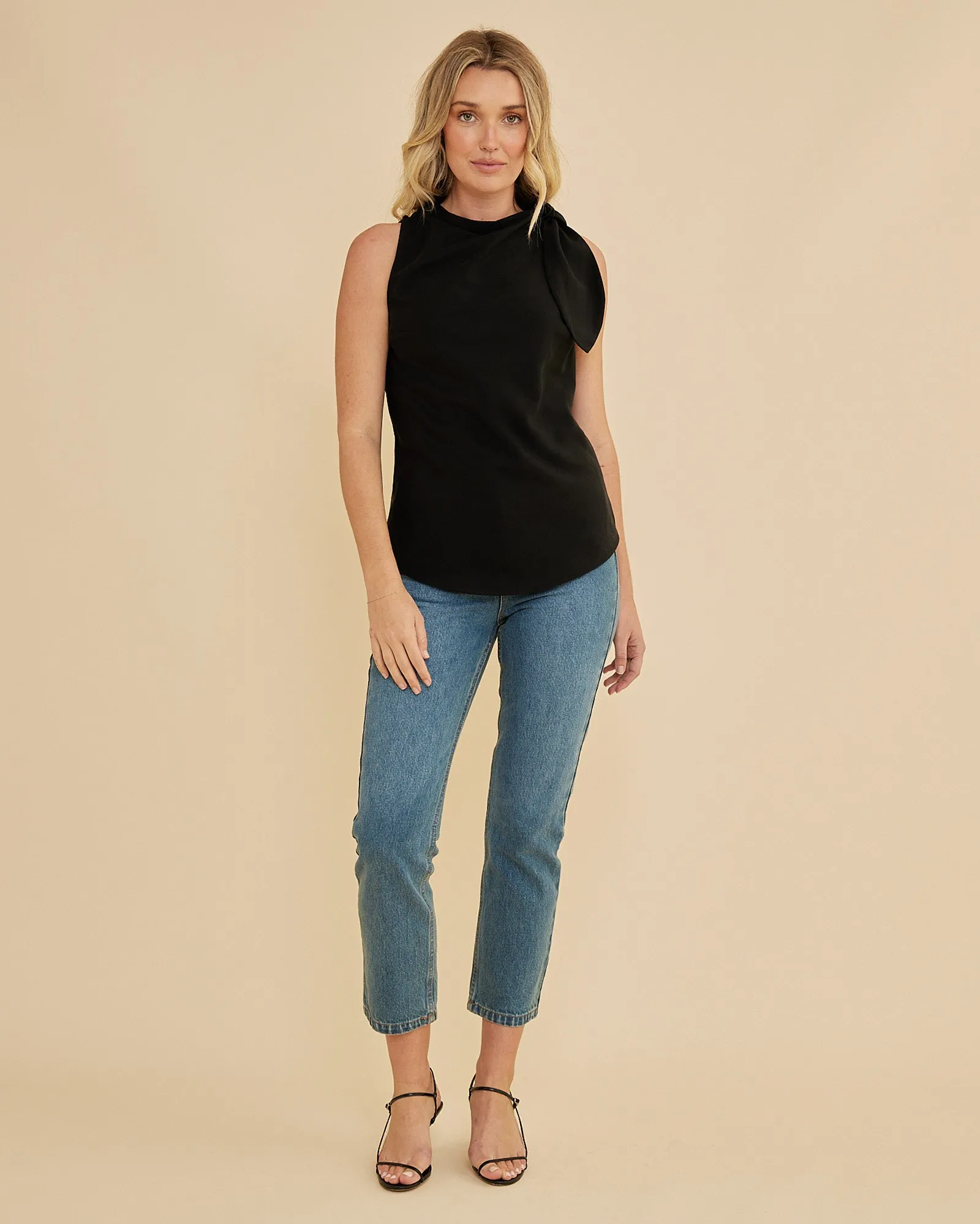 Tessa Shoulder Knot Top - Black