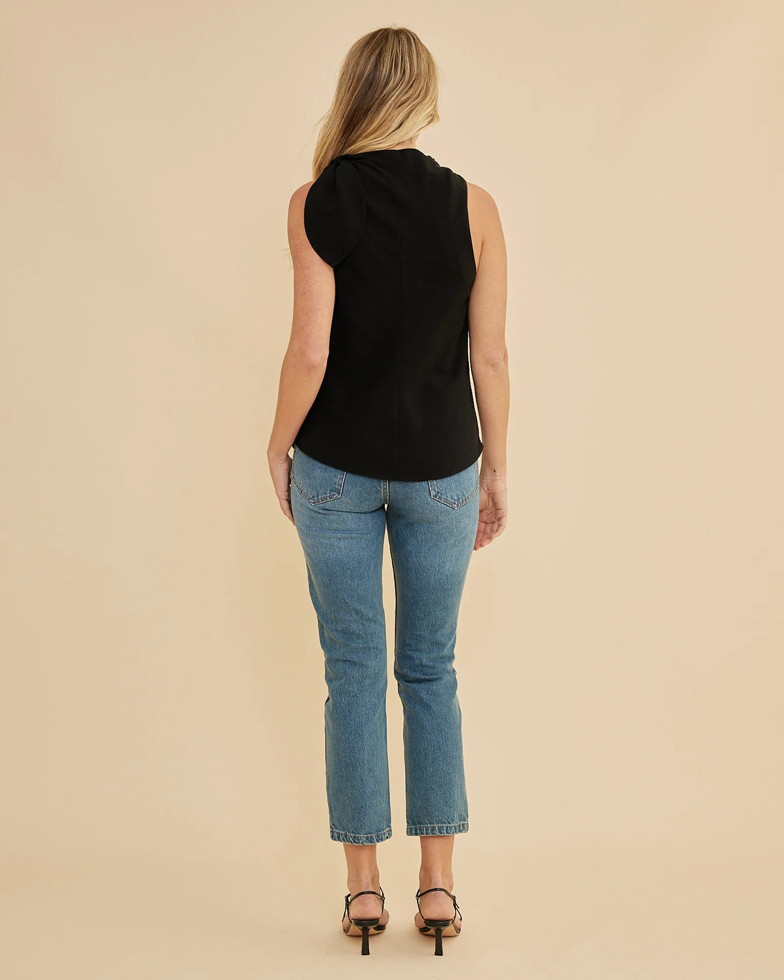 Tessa Shoulder Knot Top - Black