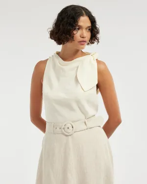 Tessa Shoulder Knot Top - Cream