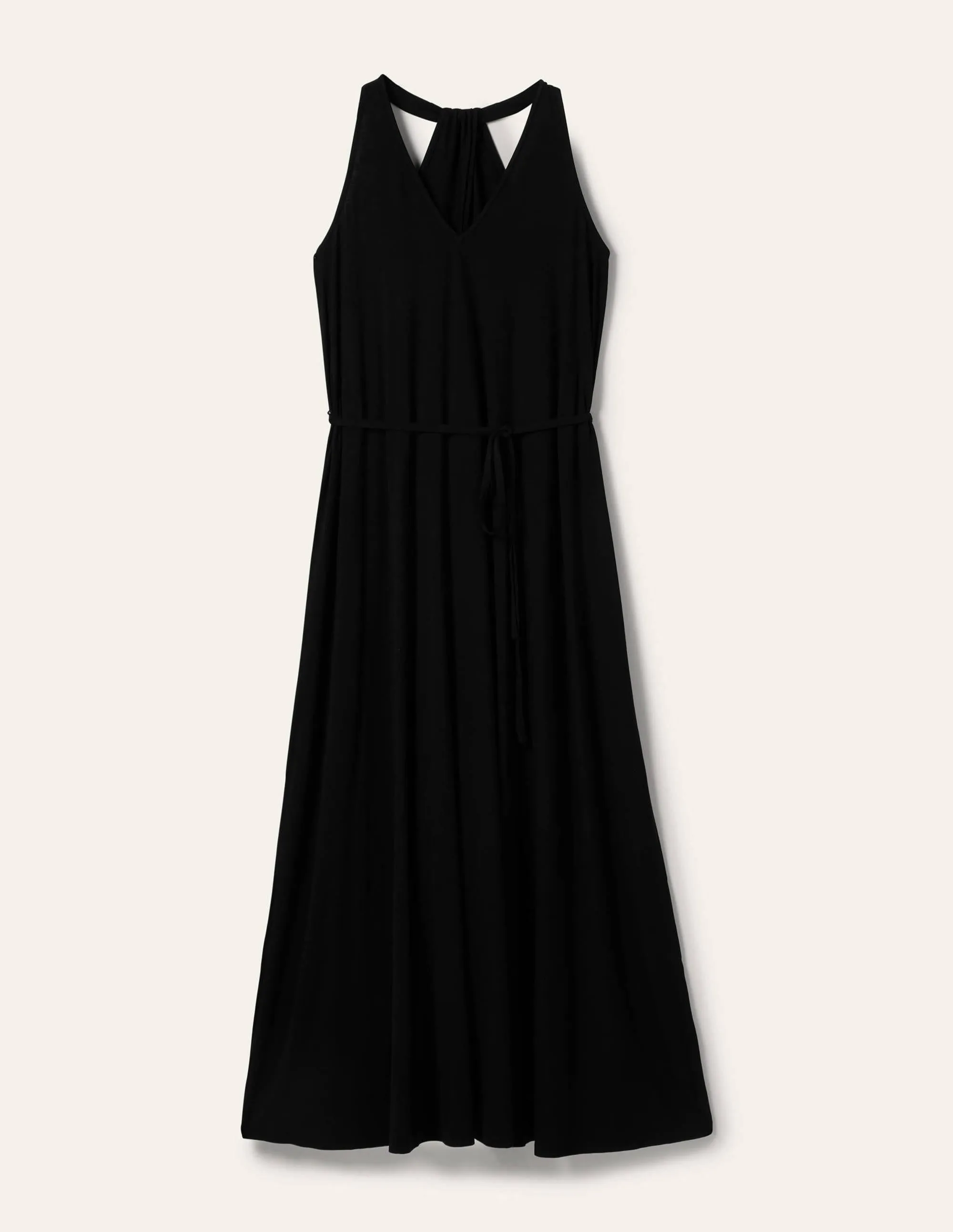 V-Neck Jersey Maxi Dress-Black