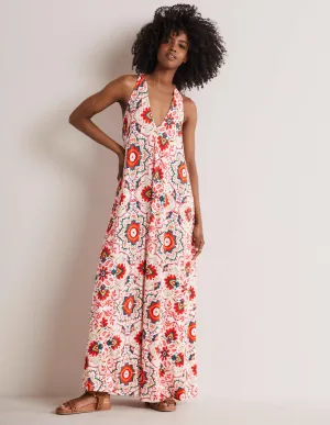 V-Neck Jersey Maxi Dress-Multi. Bloomsbury
