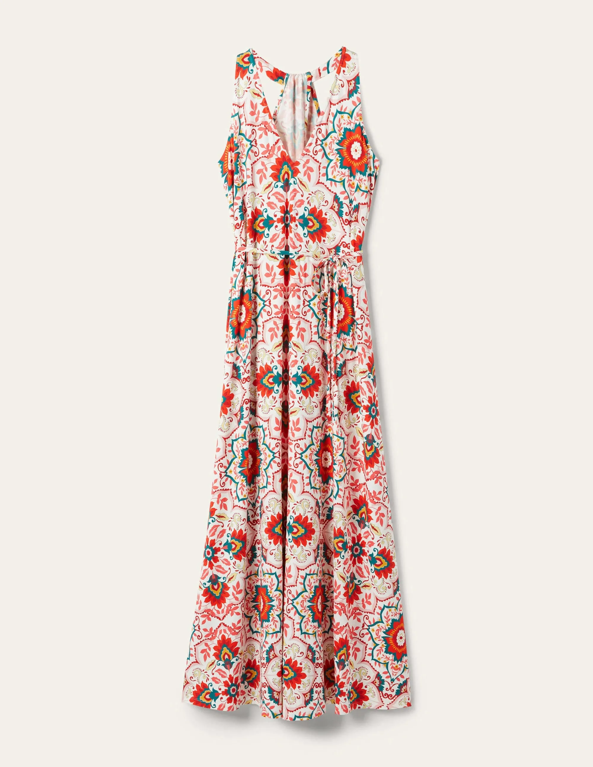 V-Neck Jersey Maxi Dress-Multi. Bloomsbury
