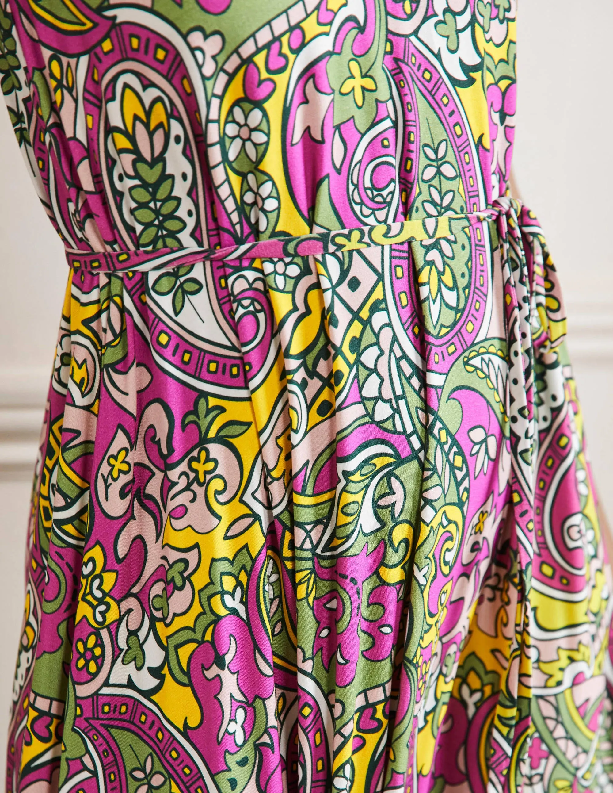 V-Neck Jersey Maxi Dress-Multi. Paisley Horizon