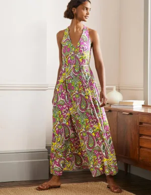 V-Neck Jersey Maxi Dress-Multi. Paisley Horizon