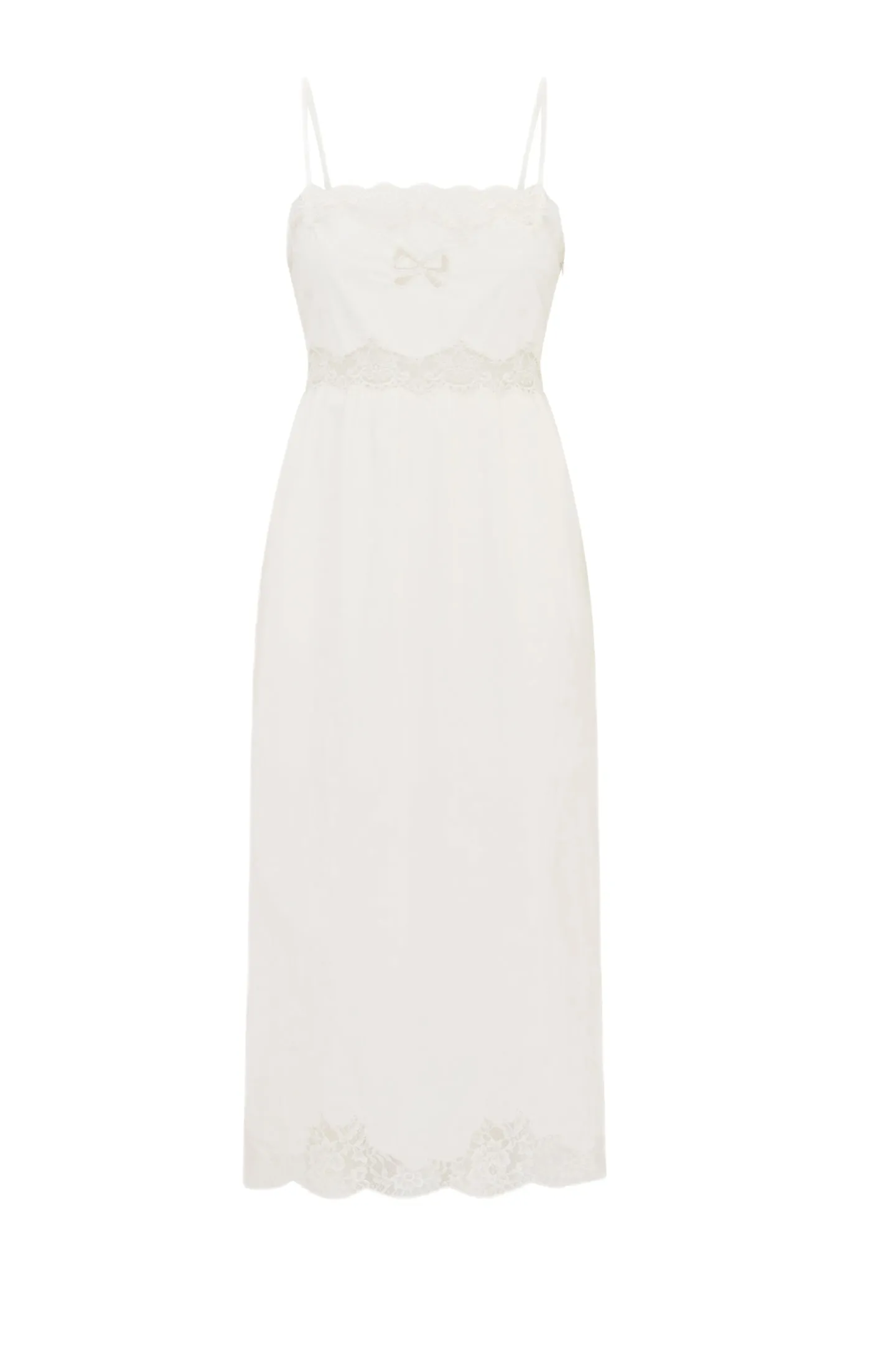 Vinca Cotton Lace Bow Midi Dress