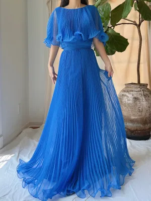 Vintage Chiffon Pleated Dress - S