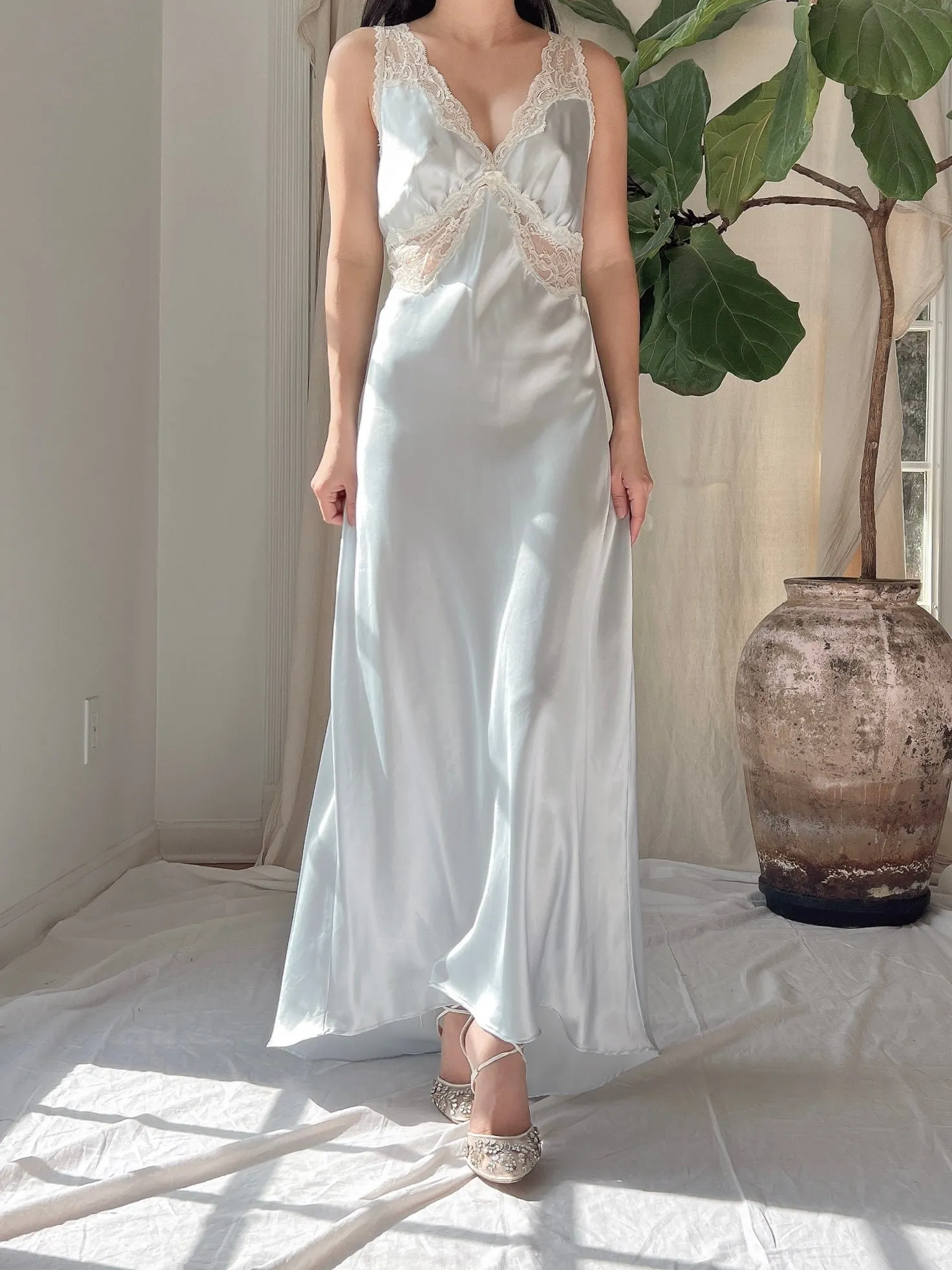 Vintage Light Blue Slip Dress - M
