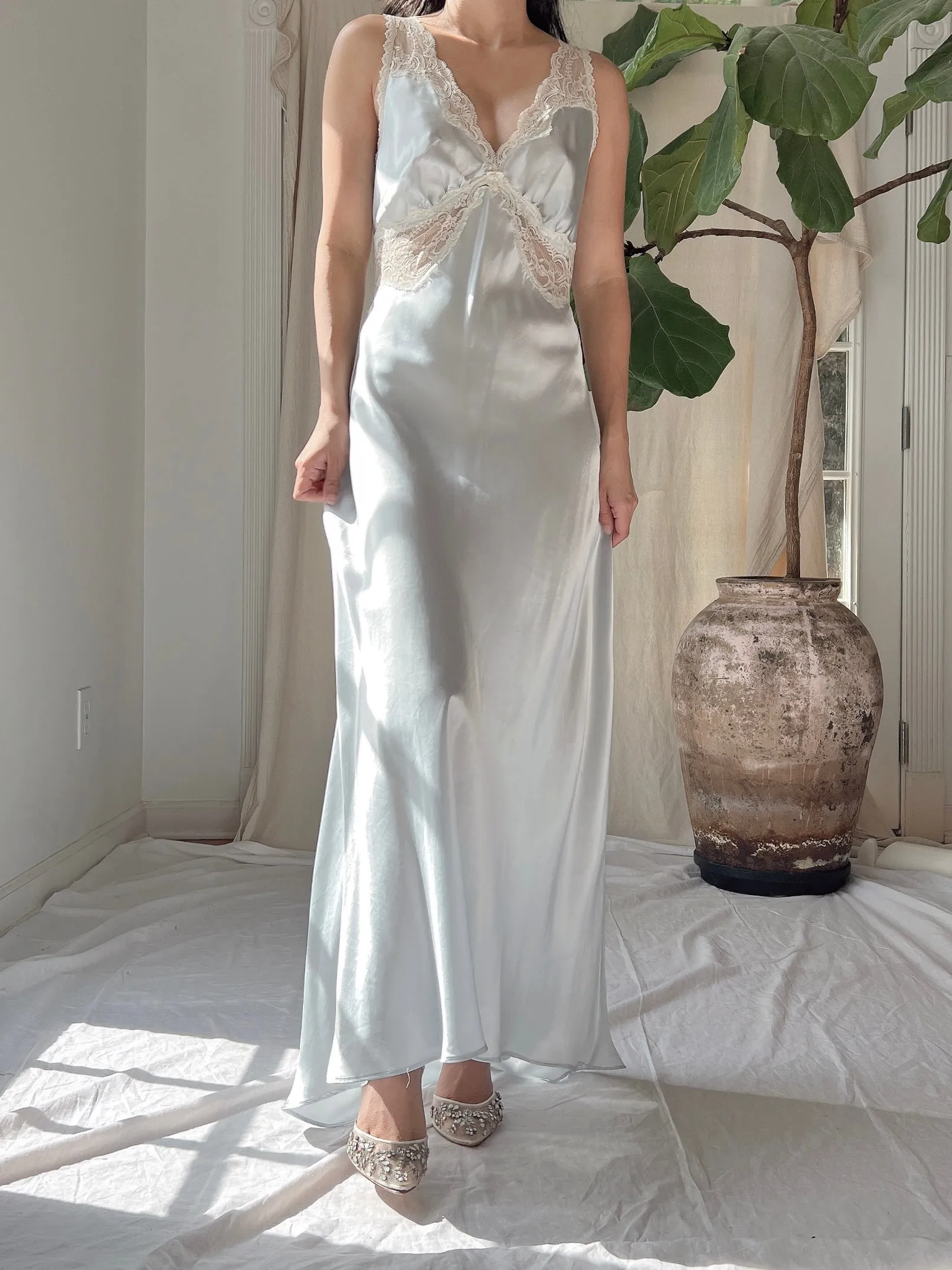 Vintage Light Blue Slip Dress - M
