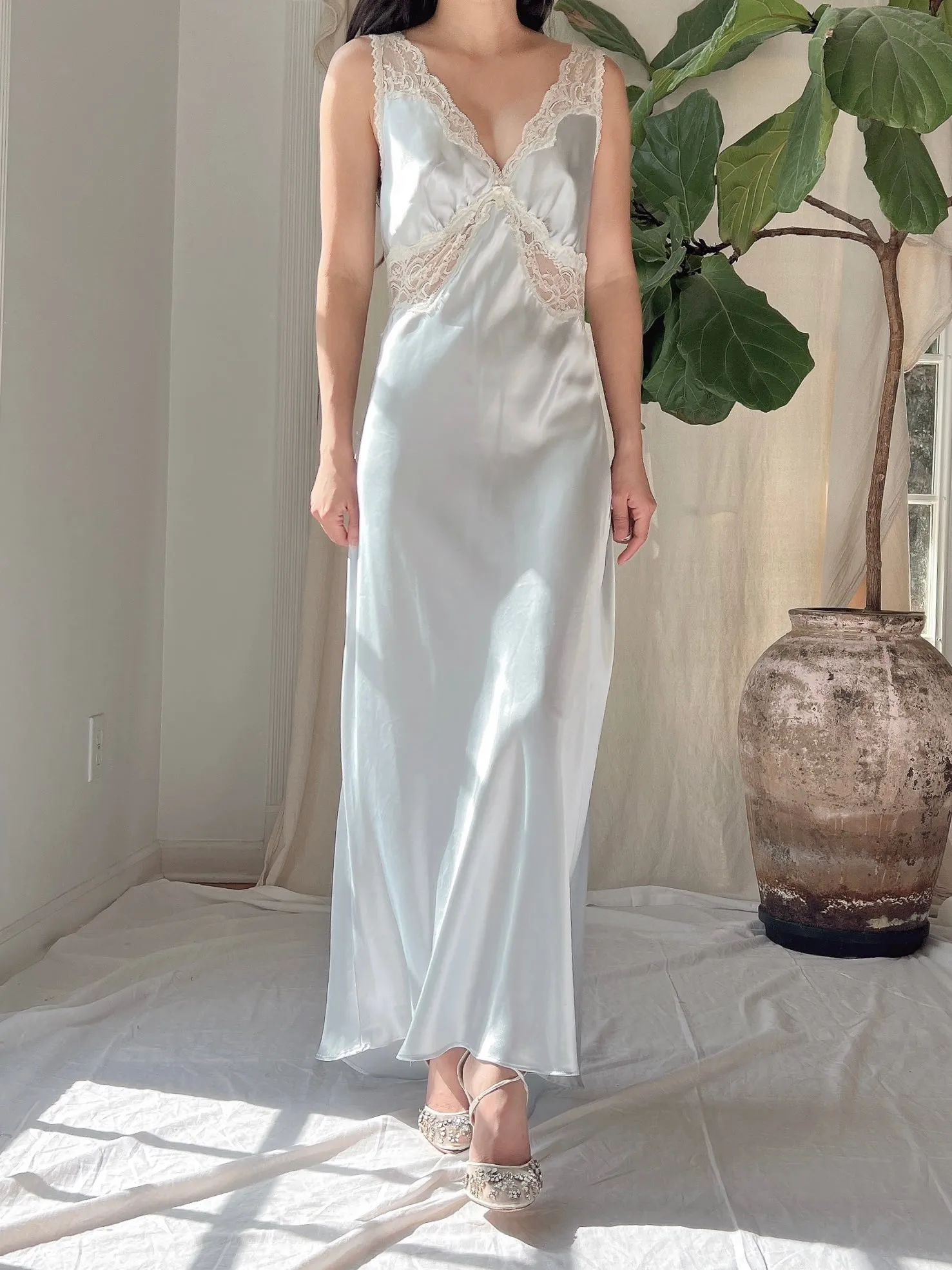 Vintage Light Blue Slip Dress - M