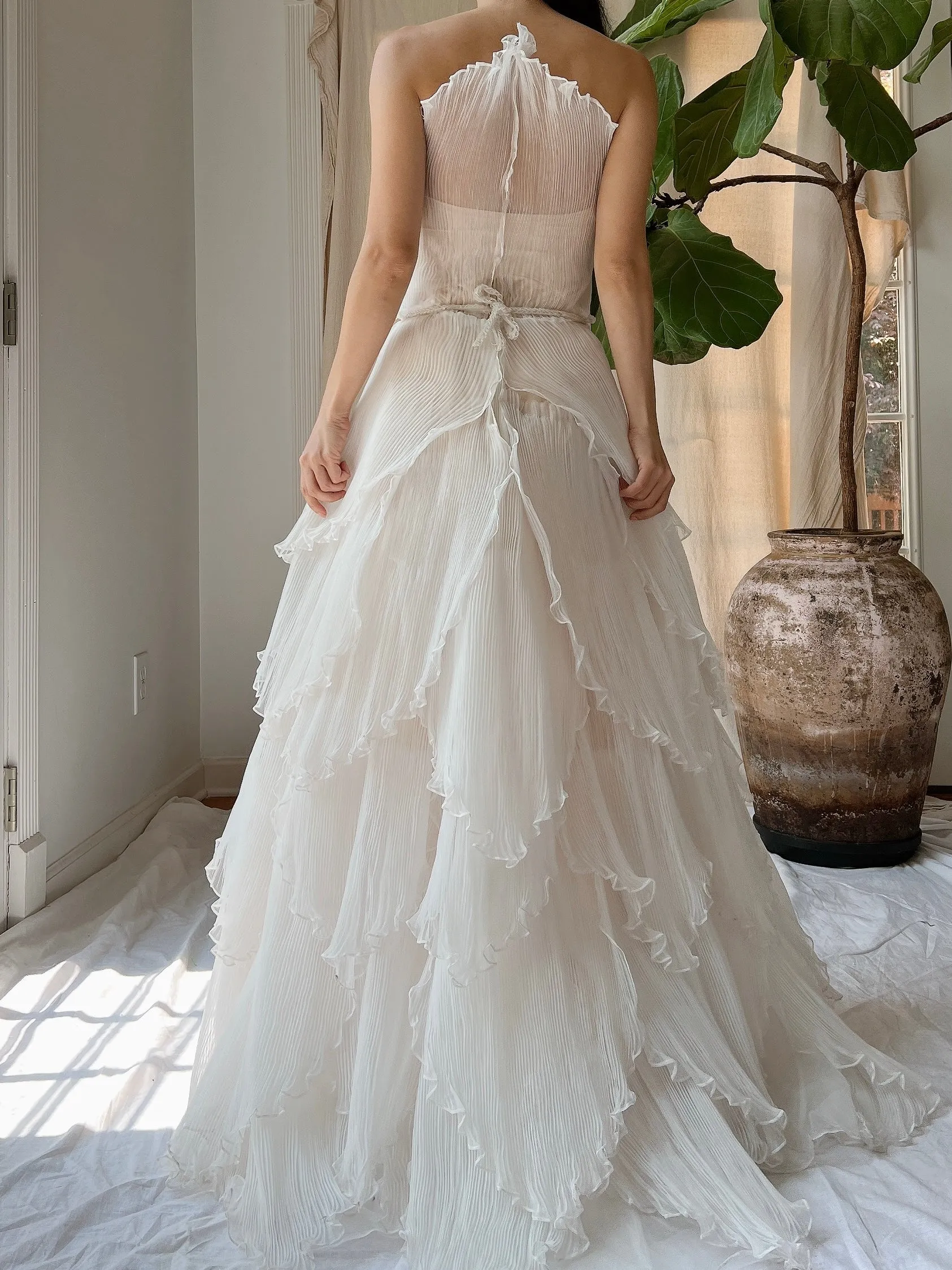 Vintage Petal Pleated Gown - XS-M