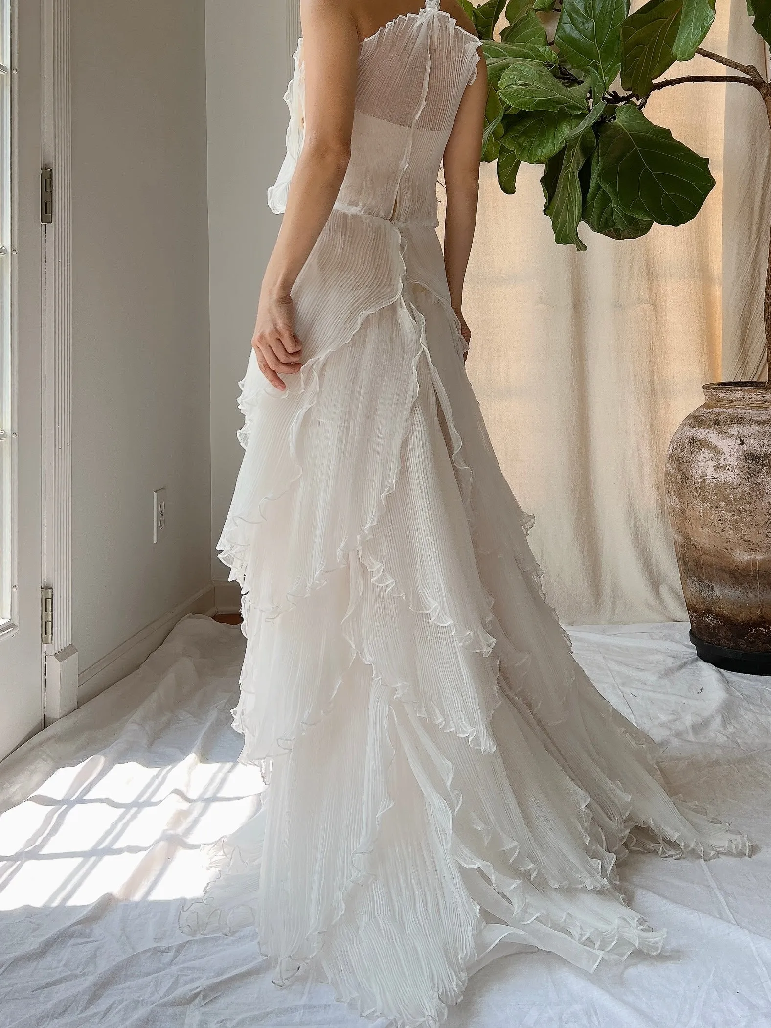Vintage Petal Pleated Gown - XS-M