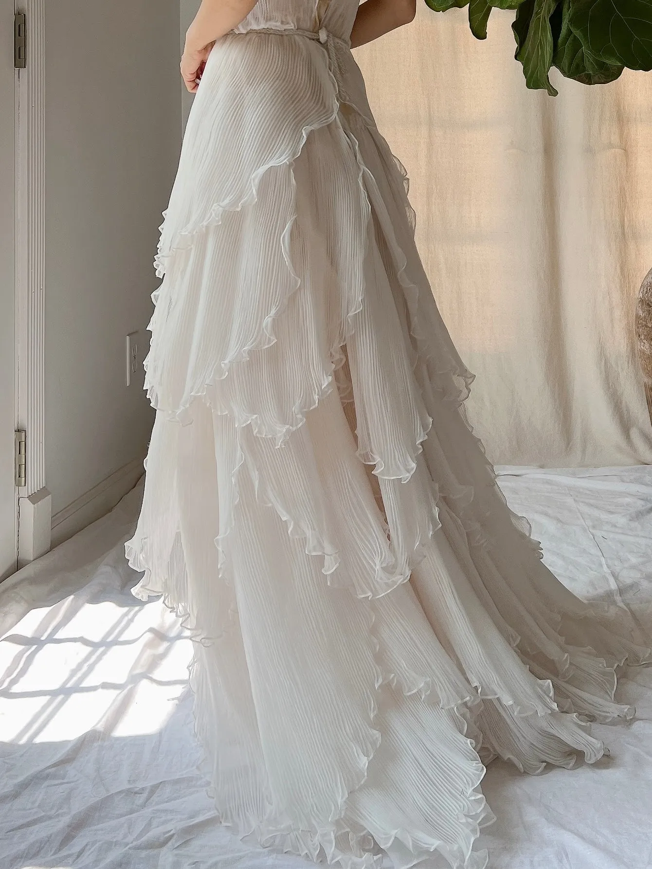 Vintage Petal Pleated Gown - XS-M