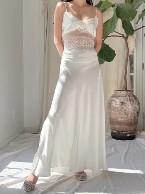 Vintage Satin Lace Panel Slip Dress - S/M