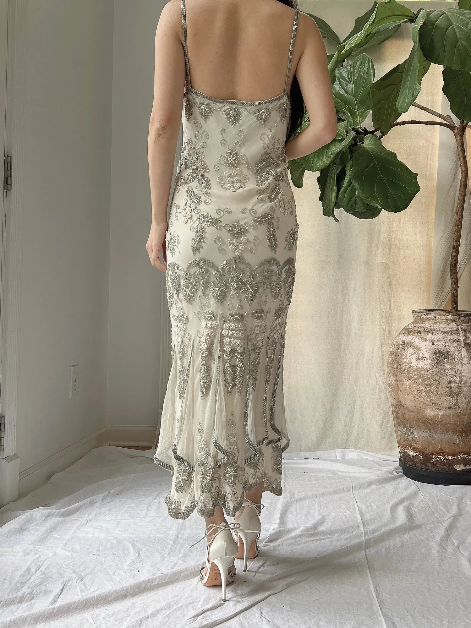 Vintage Silk Beaded Dress - M/L