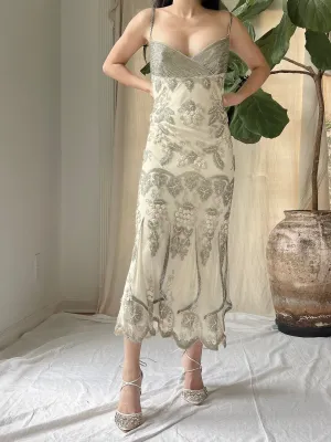 Vintage Silk Beaded Dress - M/L