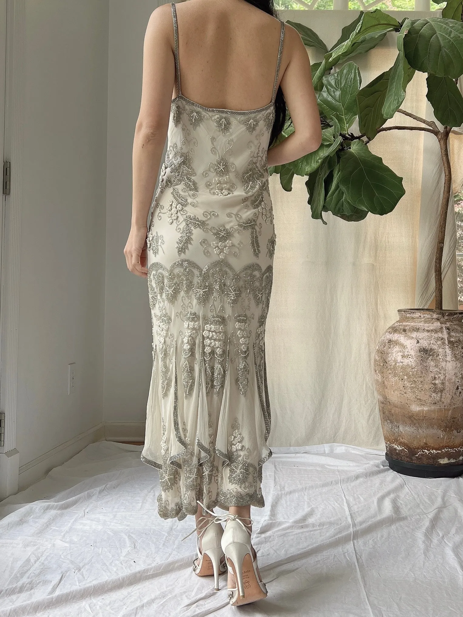 Vintage Silk Beaded Dress - M/L