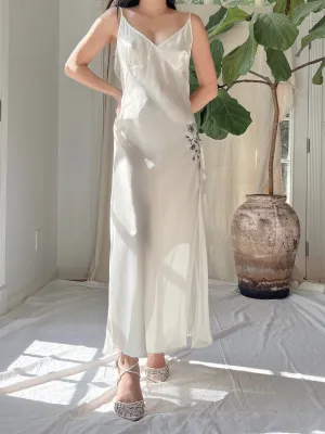 Vintage VS Satin Slip Dress with Embroidery- M