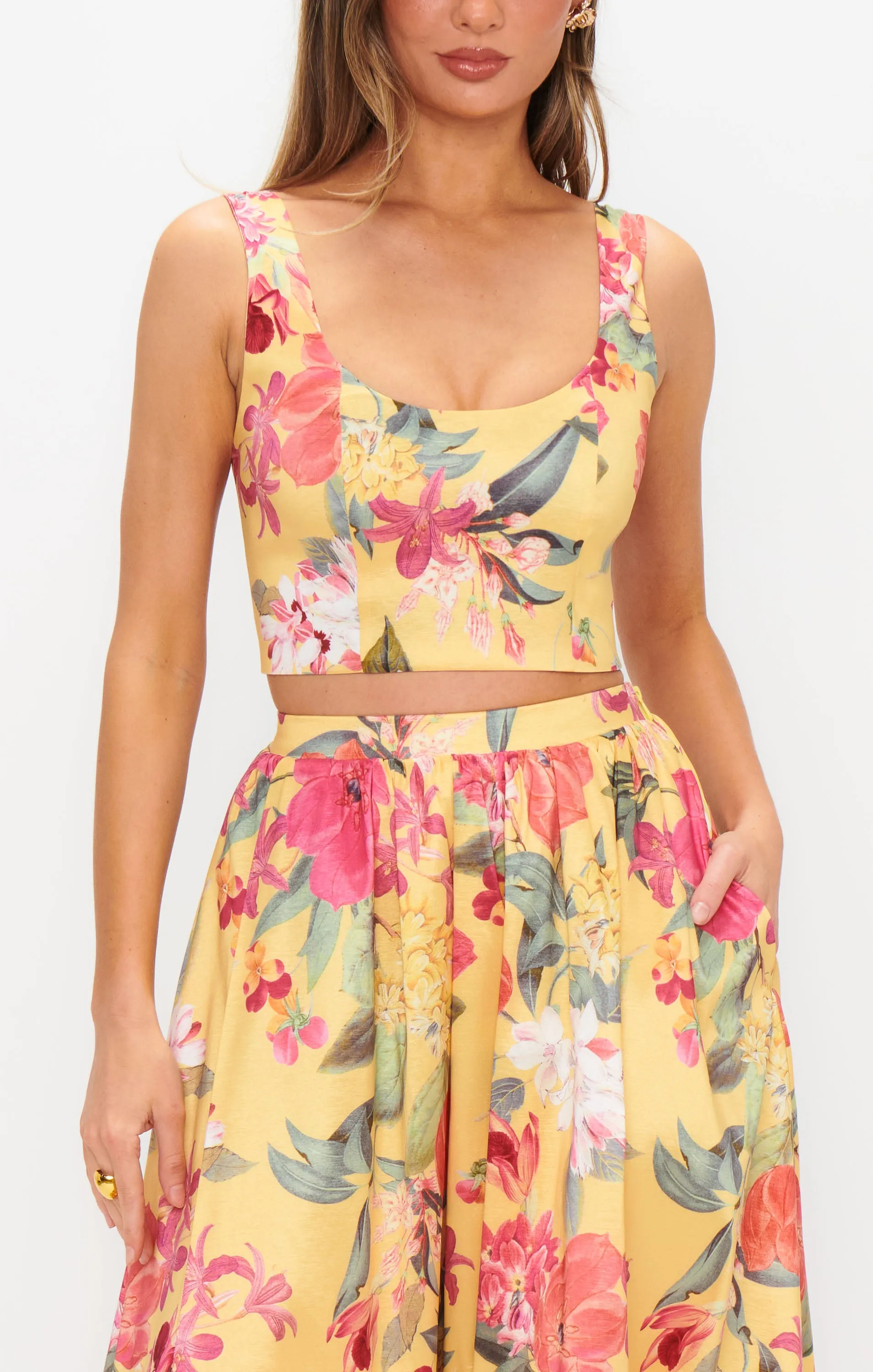 Vivianna Top ~ Mimosa Floral Taffeta