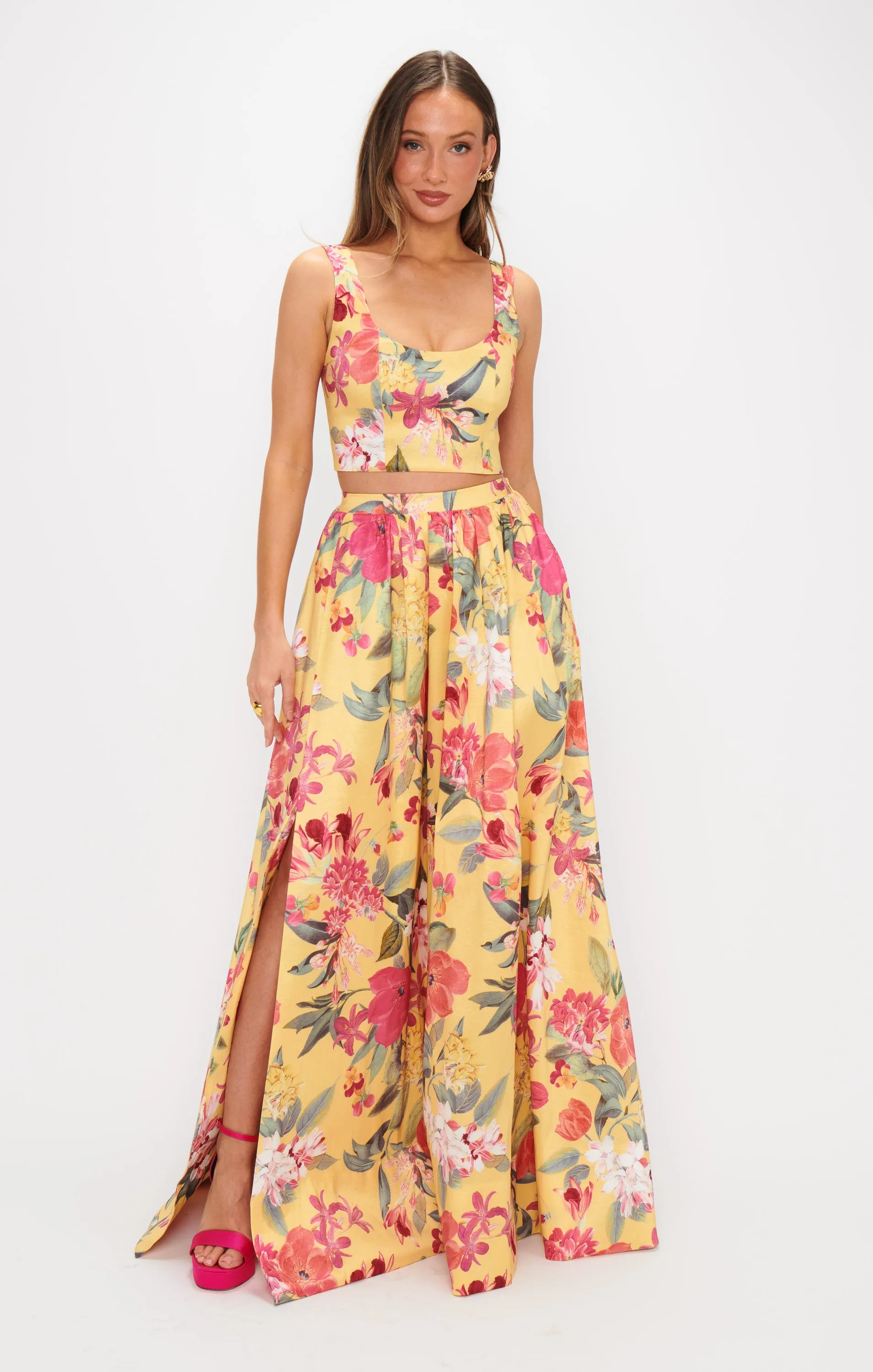 Vivianna Top ~ Mimosa Floral Taffeta