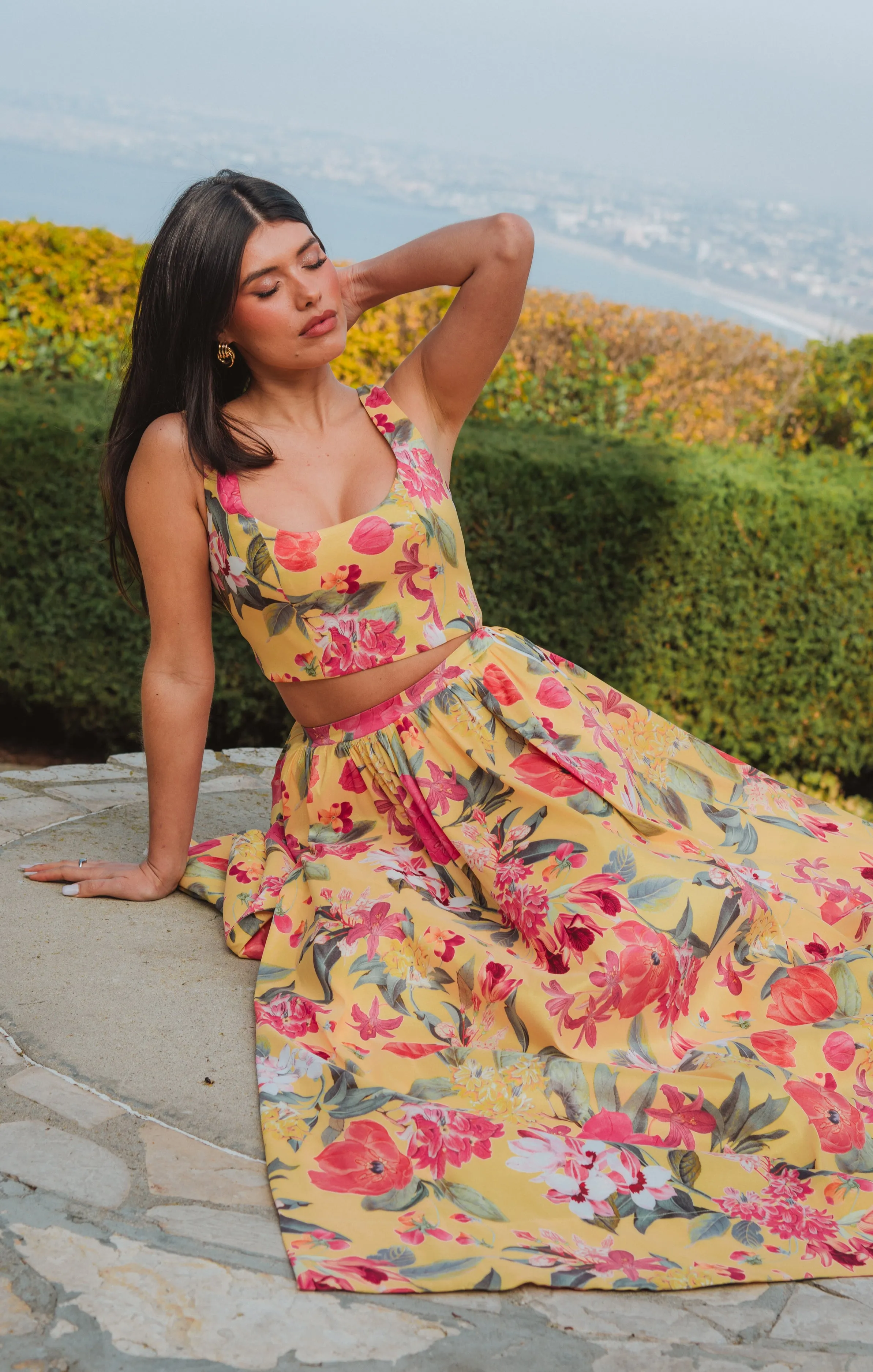 Vivianna Top ~ Mimosa Floral Taffeta