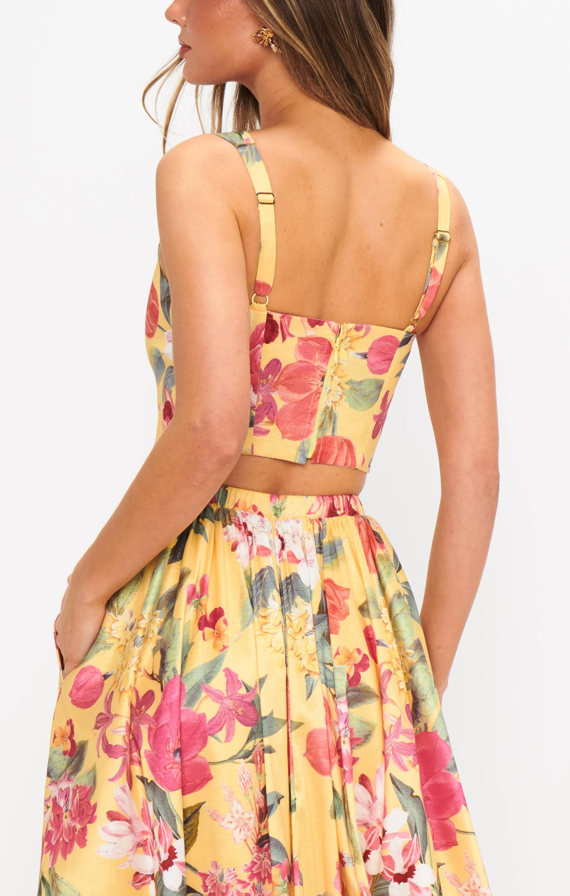 Vivianna Top ~ Mimosa Floral Taffeta